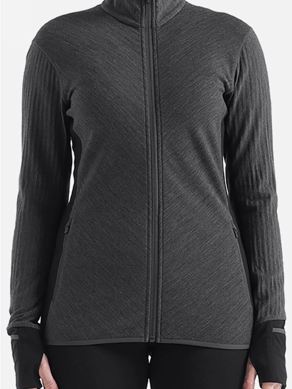 Icebreaker Heather Charcoal Gray Merino Wool Descender Sweater Jacket